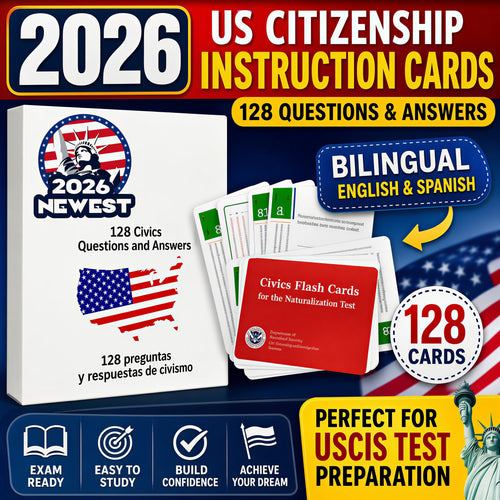 2026 US Citizenship Bilingual Instruction Cards (Spanish/English)